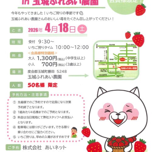 【大好評につき増枠！】2026年4月18日(土)開催 いちご狩り in 玉城ふれあい農園
